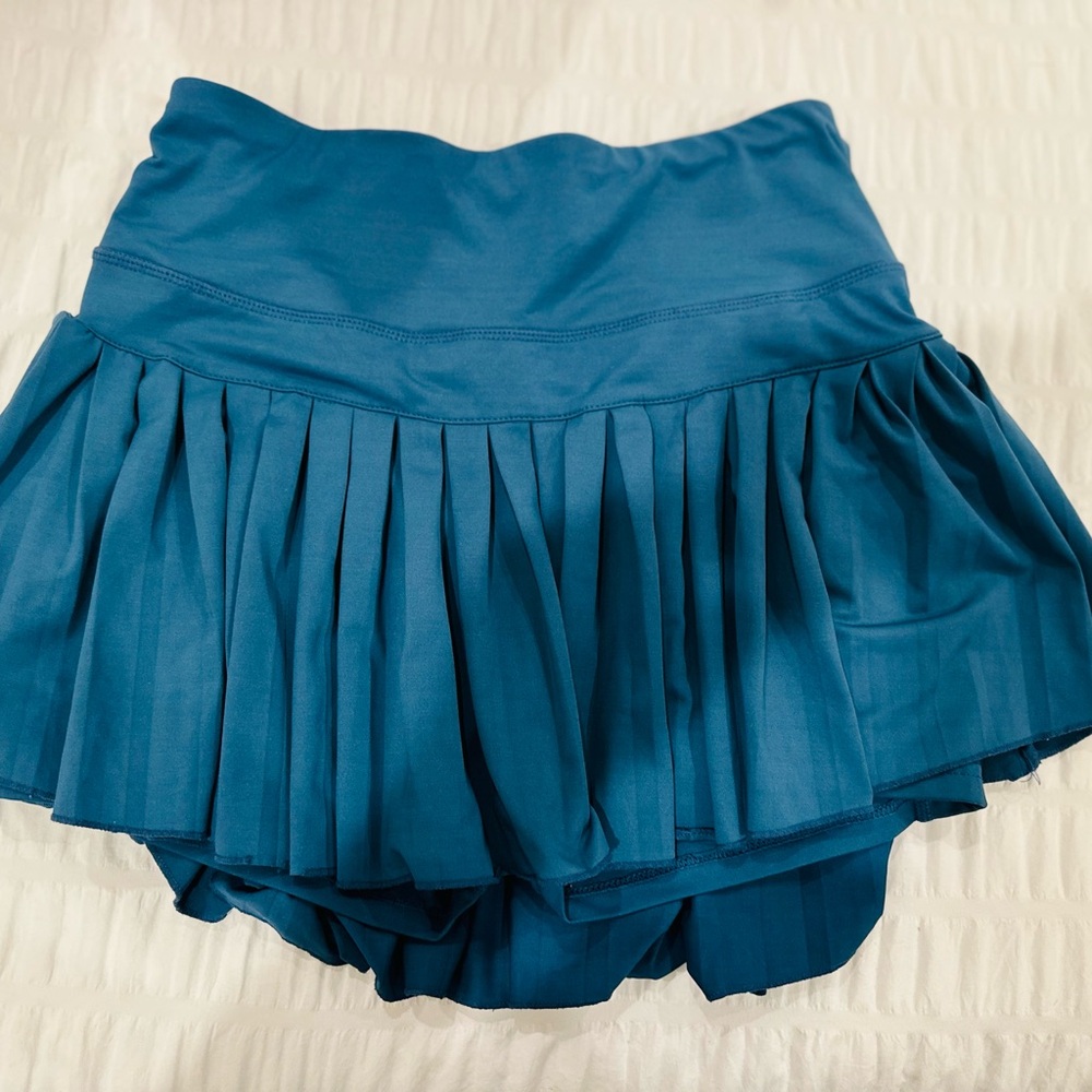 Gold Hinge Teal Blue Pleated Tennis Skirt